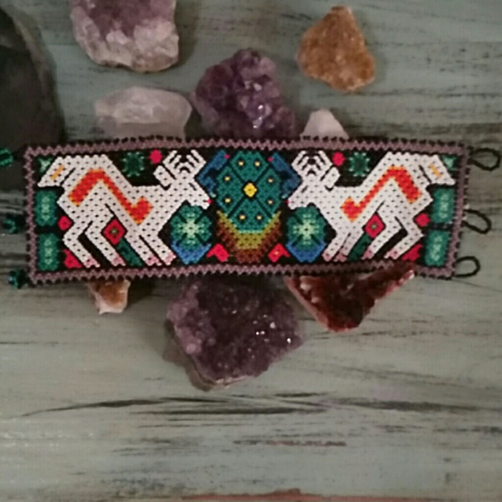 Huichol Sacred Deer Peyote Flower Bracelet